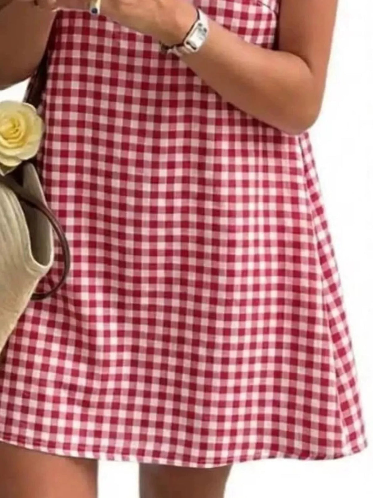 Gingham Sleeveless A-line Mini Dress (2)