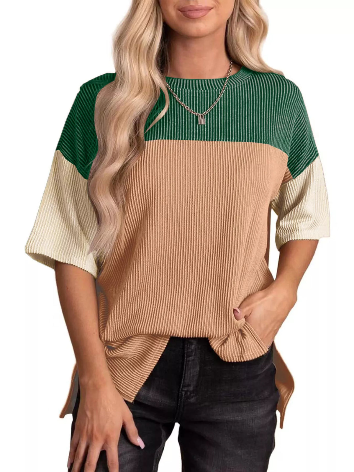 Block Half Sleeve Top (11)
