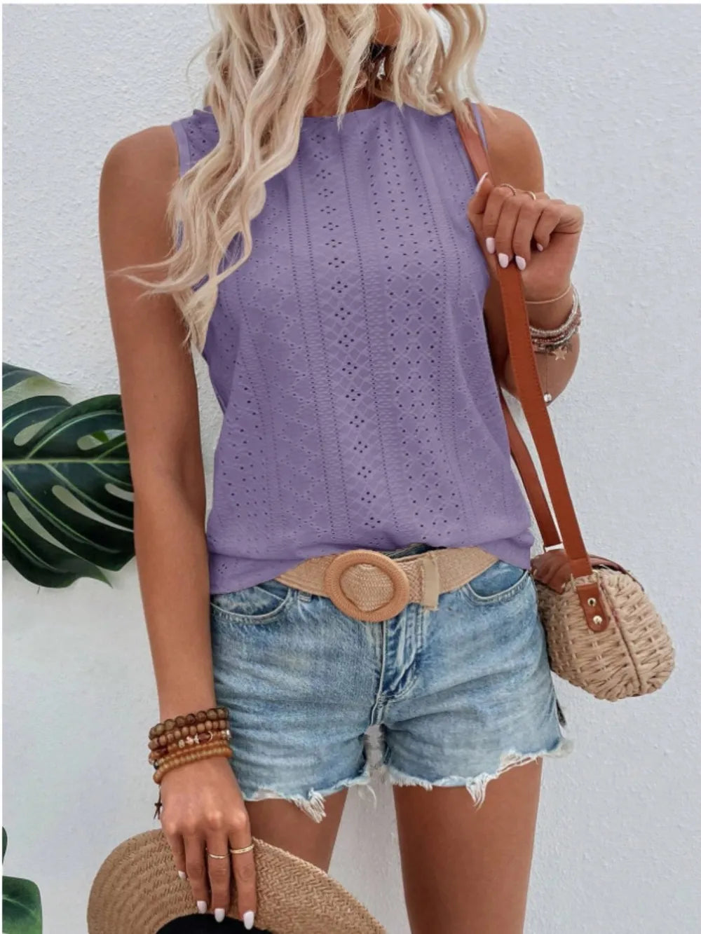 Eyelet Round Neck Tank (3)