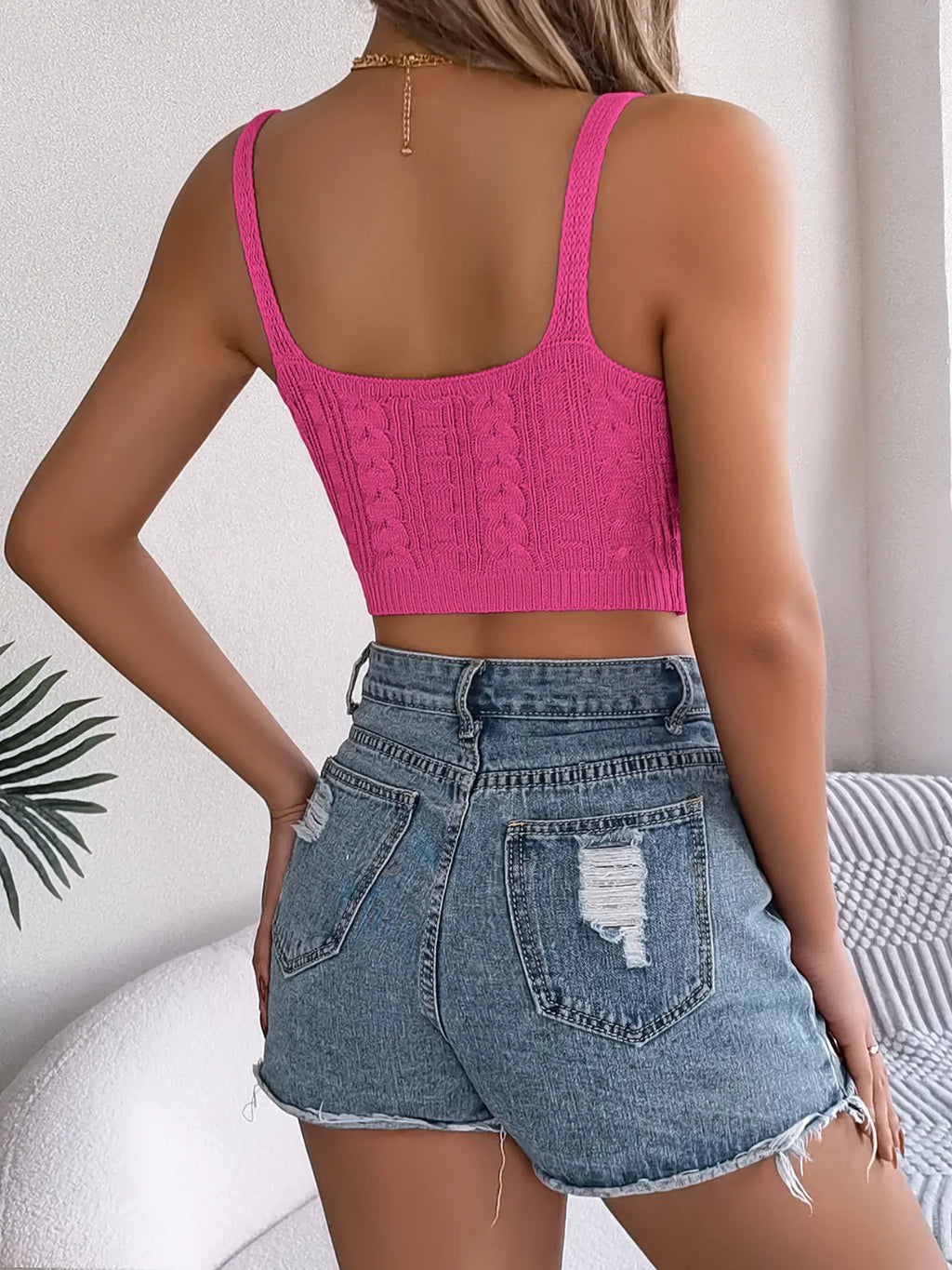 Cable-knit Short Cami (2)