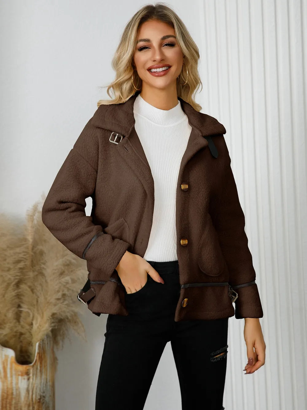 Pocketed Button Down Collared Neck Jacket (14)