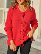 Ribbed Knit Bow-tie Cardigan (10)
