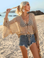 Crochet Knit Tie Front Cover-up