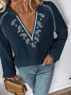 Paisley Notched Balloon Sleeve Blouse (10)