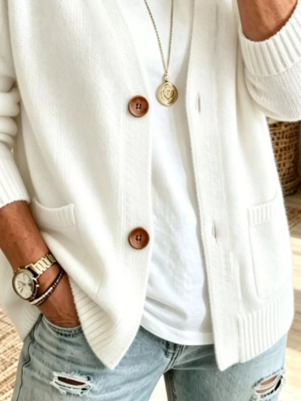 Full Size Button Up Raglan Sleeve Cardigan Plus (3)