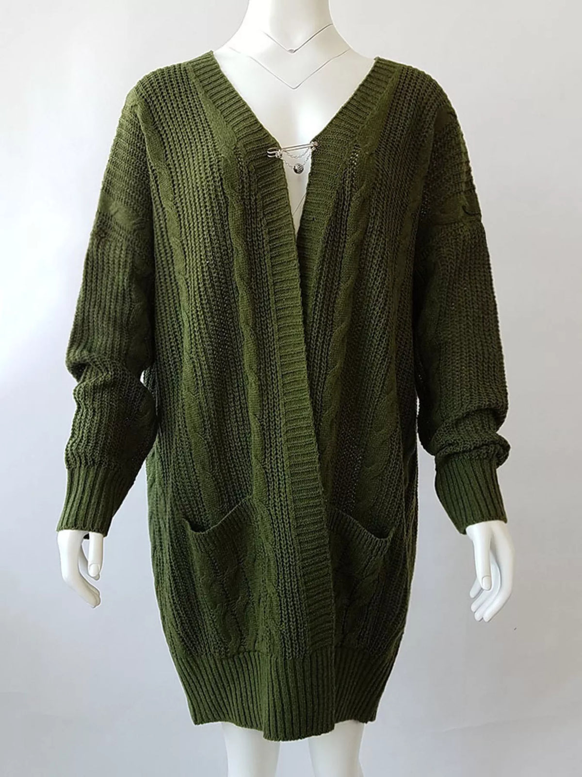 Chunky Knit Open Front Cardigan (4)