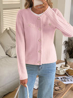Button-front Ribbed Long Sleeve Cardigan (10)