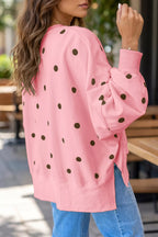 Side Slit Polka Dot Oversized Sweatshirt (8)