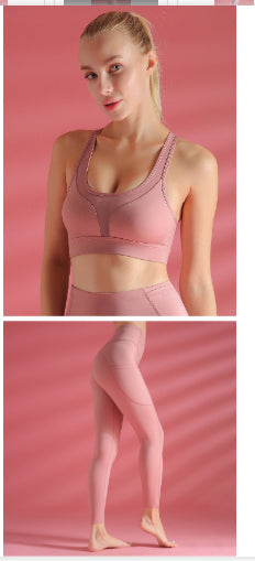 Sports Bra Shockproof Yoga Vest variant CJYDYDYD00748-Pink set-XL