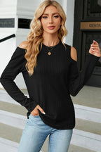 Round Neck Cold Shoulder T-shirt (12)