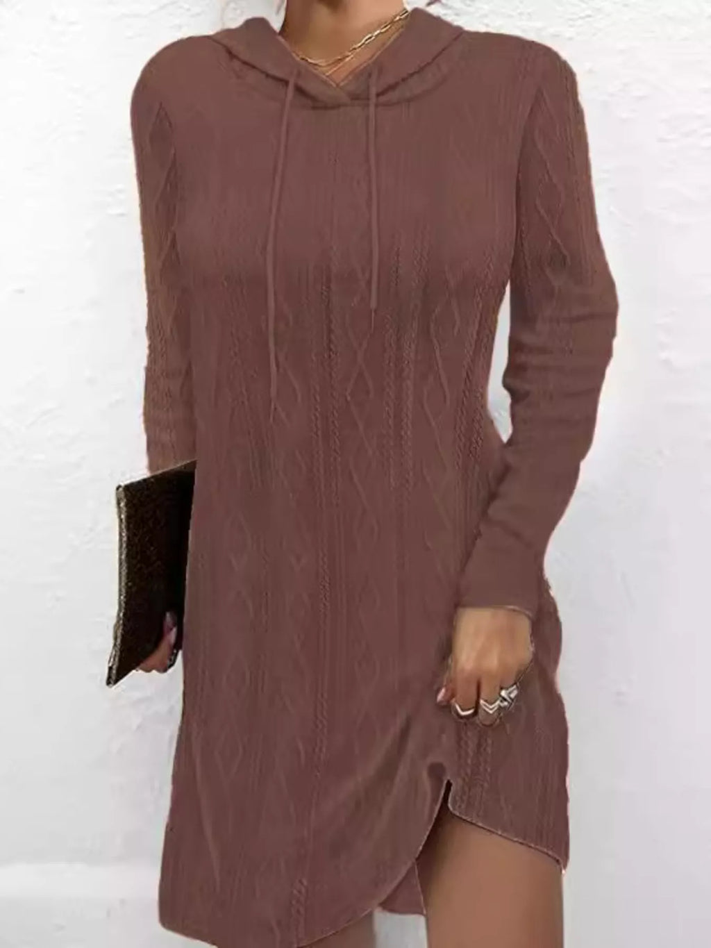 Casual Long Sleeve Hooded Knit Dress (14)
