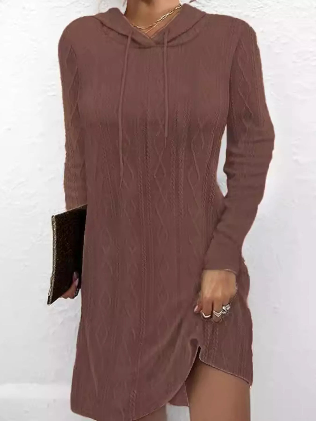 Casual Long Sleeve Hooded Knit Dress (14)