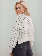 Slit Round Neck Long Sleeve Sweater (9)