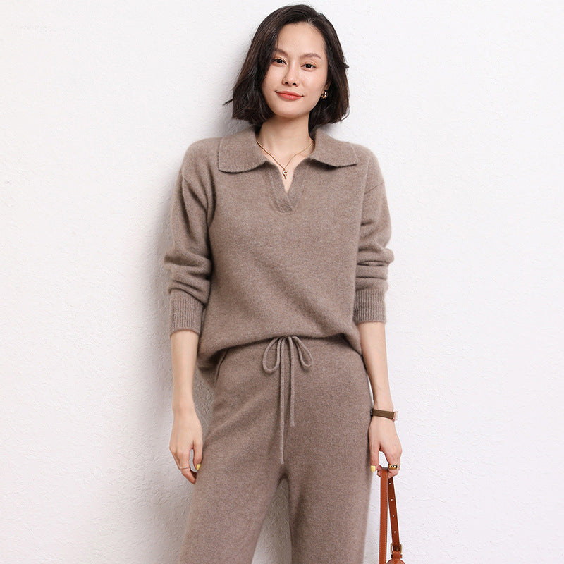 Cashmere Short Loose Polo Collar Sweater photo 5
