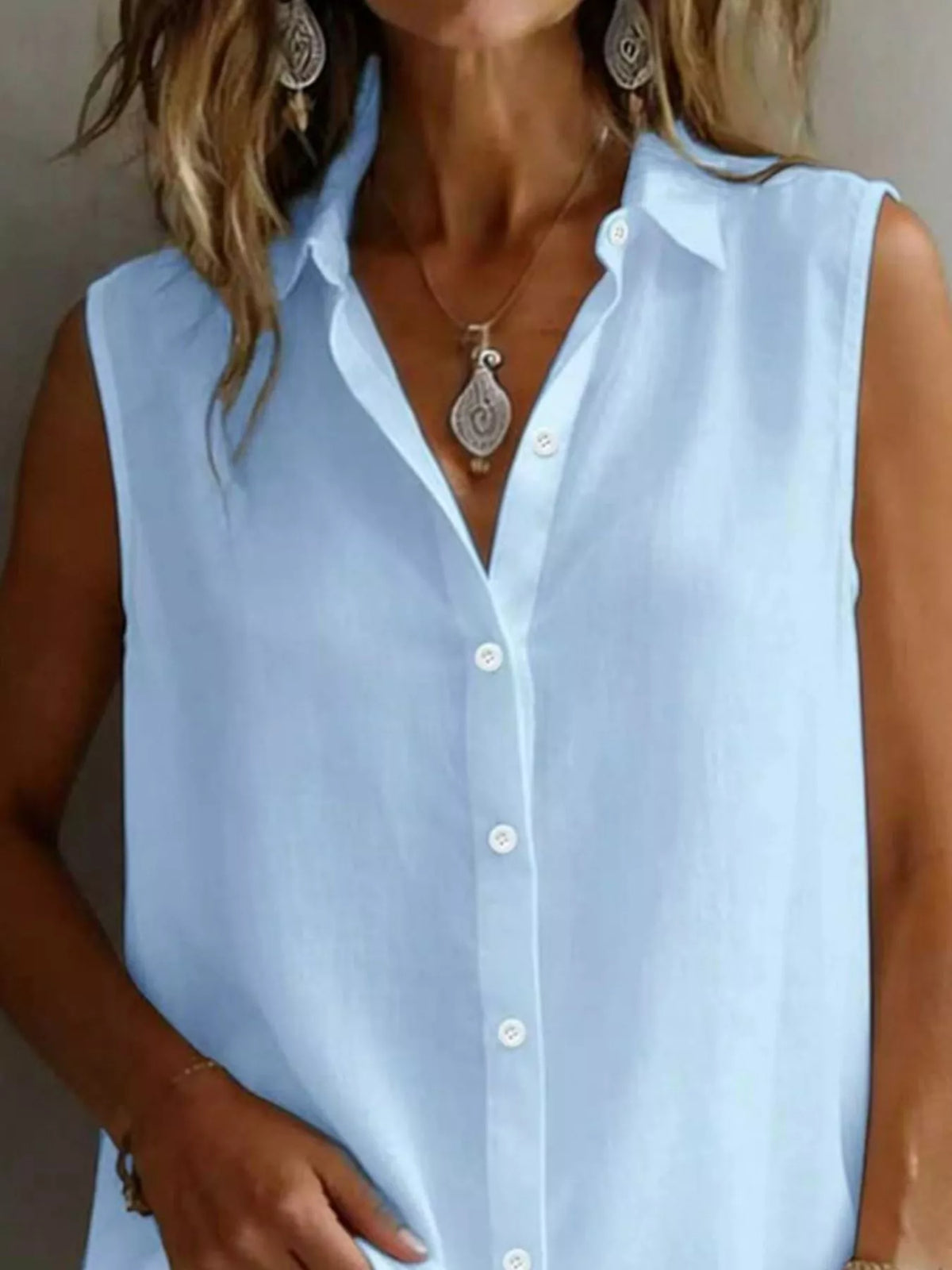 Sleeveless Button-down Shirt (6)