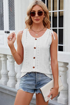 Eyelet Round Neck Wide Strap Tank (7)