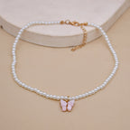 White Pearl Butterfly Necklace (12)