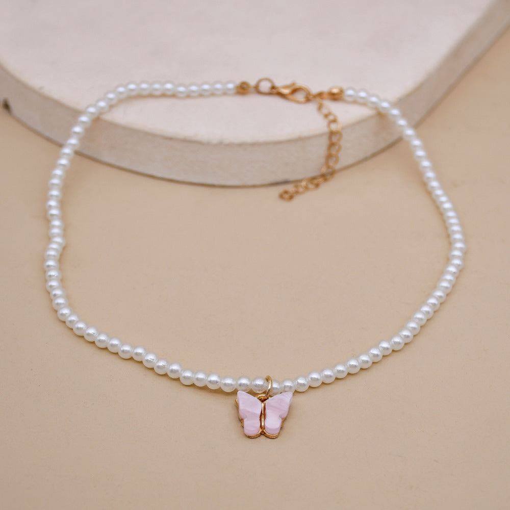 White Pearl Butterfly Necklace (12)