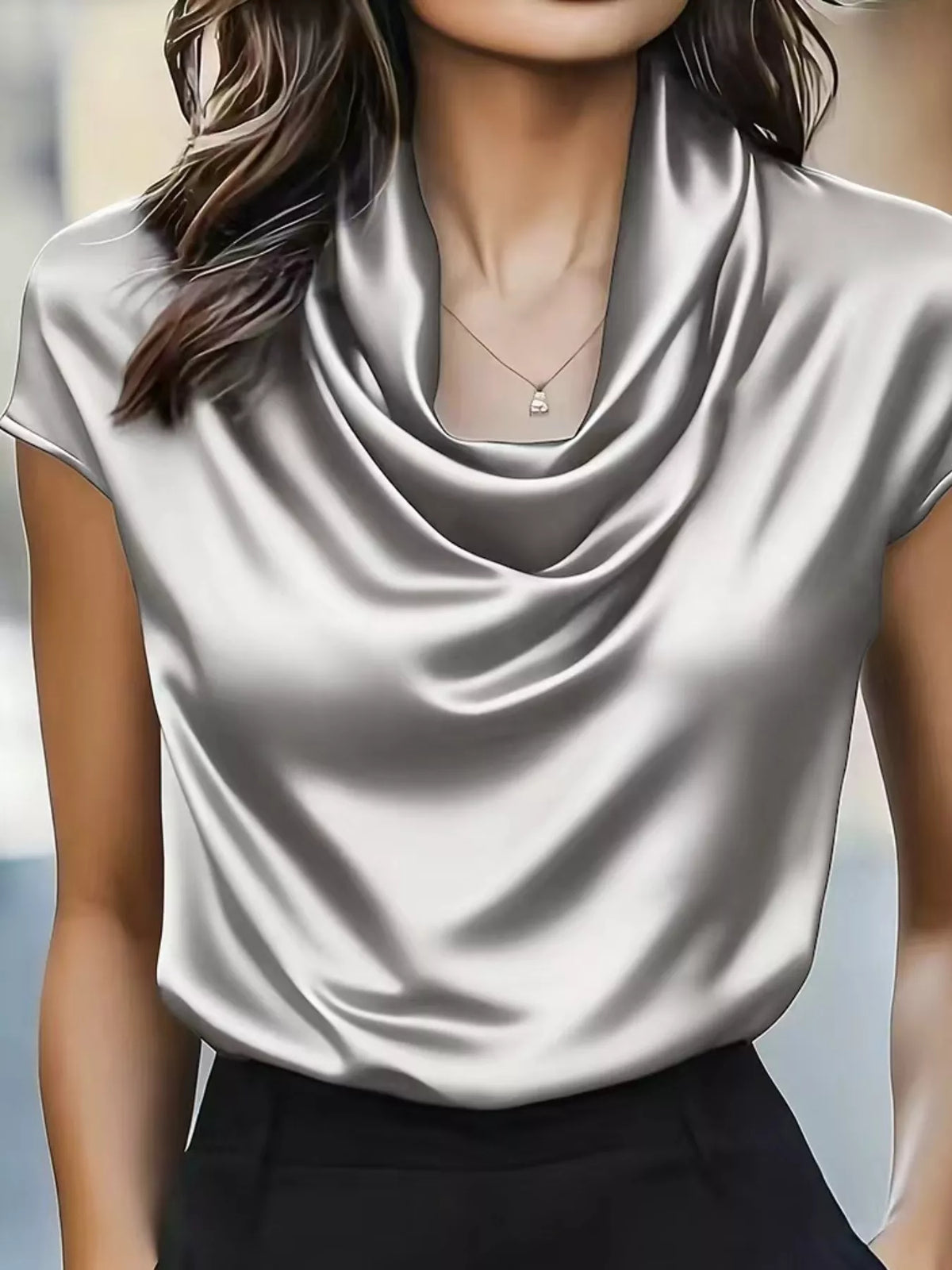 Satin Cowl Neck Blouse (10)