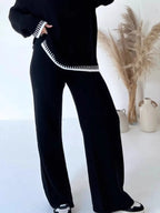 Contrast Trim Round Neck Top Pants Sweater Set (3)