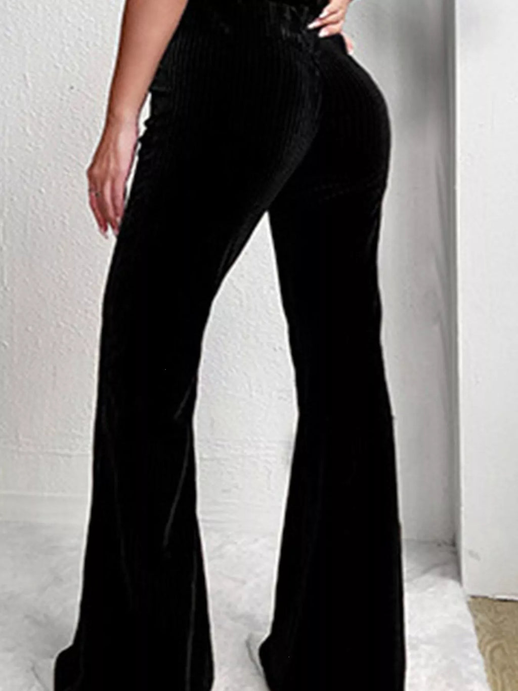 Full Size High-waisted Velvet Flare Pants Plus (6)