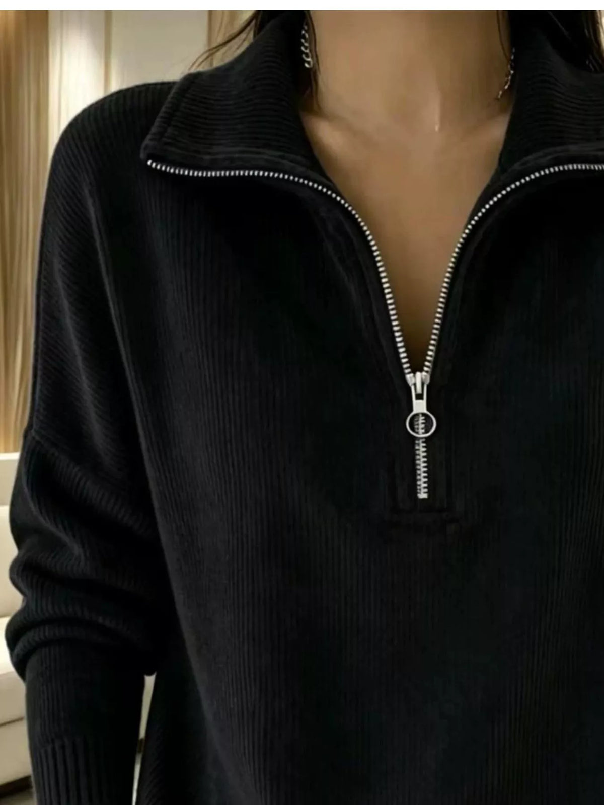 Full Size Corduroy Quarter-zip Sweatshirt Plus (7)