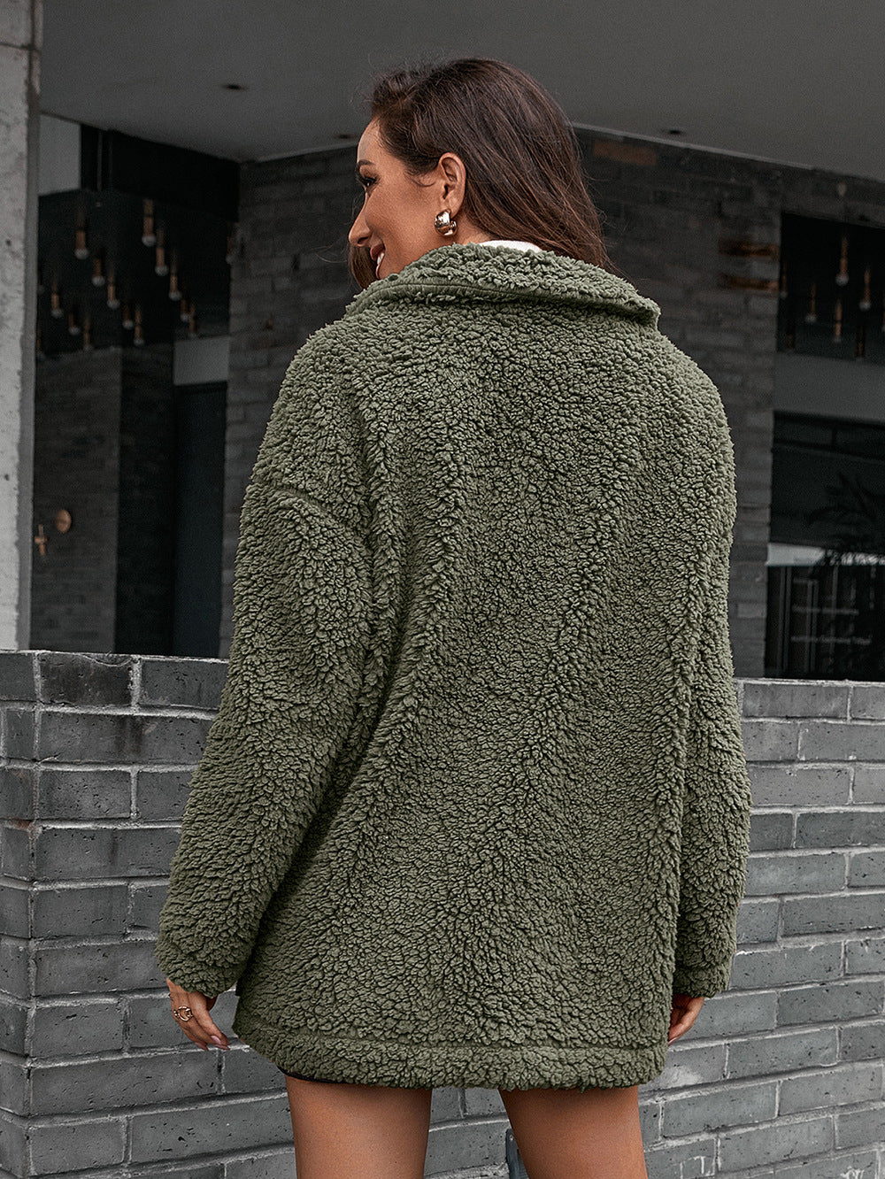 Zip-up Collared Teddy Jacket (11)