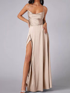 Lace Up Back Split Maxi Dress (10)