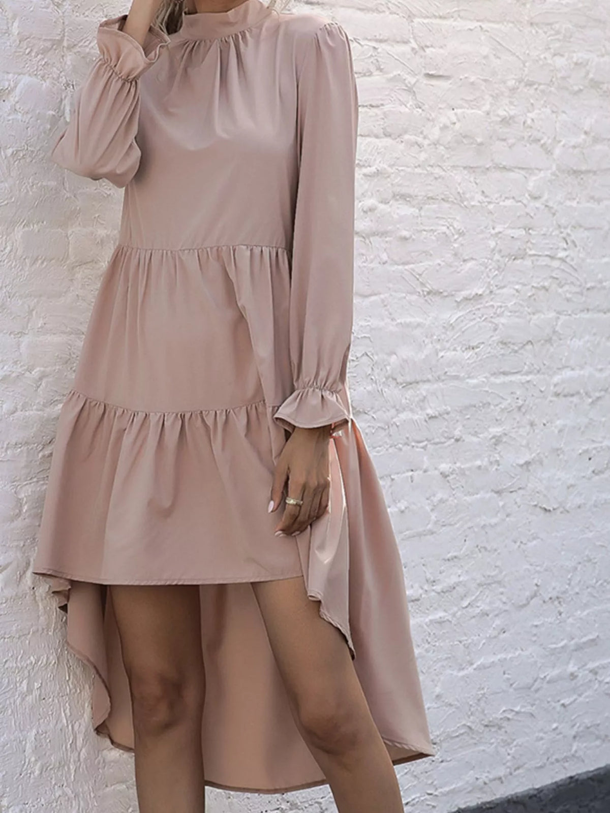 High-low Flounce Sleeve Dress (2)