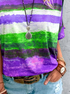Contrast Round Neck Casual T-shirt (15)
