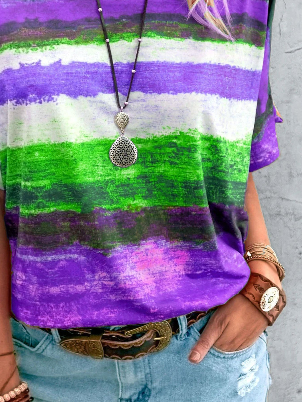 Contrast Round Neck Casual T-shirt (15)
