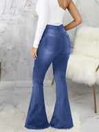Full Size Distressed Raw Hem Flare Jeans Plus (11)