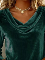 Velvet Cowl Neck Long Sleeve T-shirt (8)