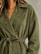 Tie-waist Lapel Collar Jacket (11)