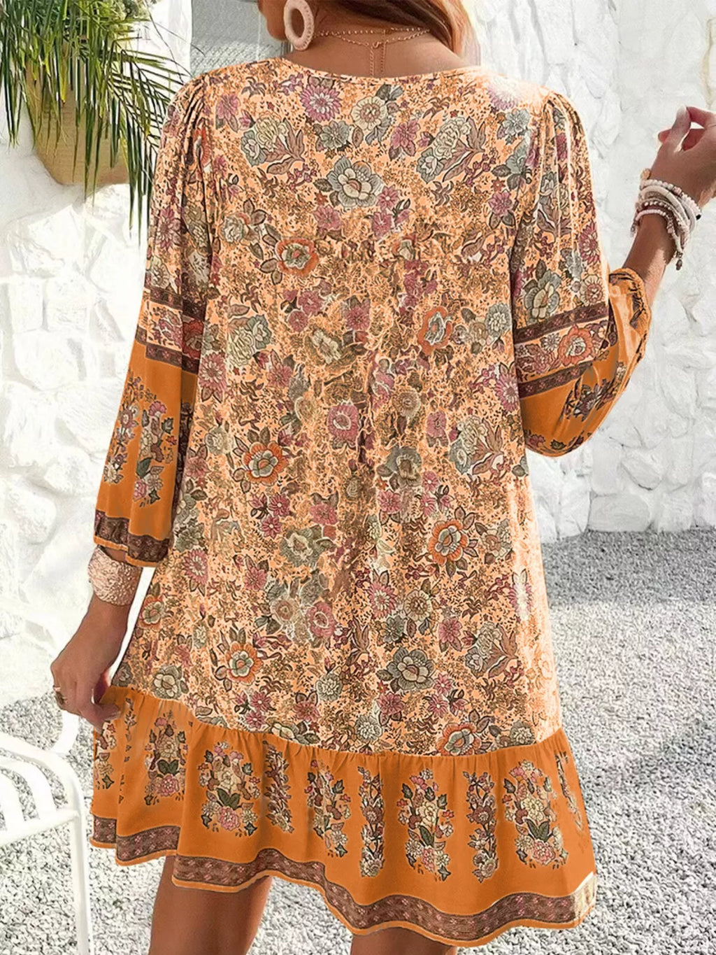 Floral Print Tassel Tie Neck Mini Dress (15)