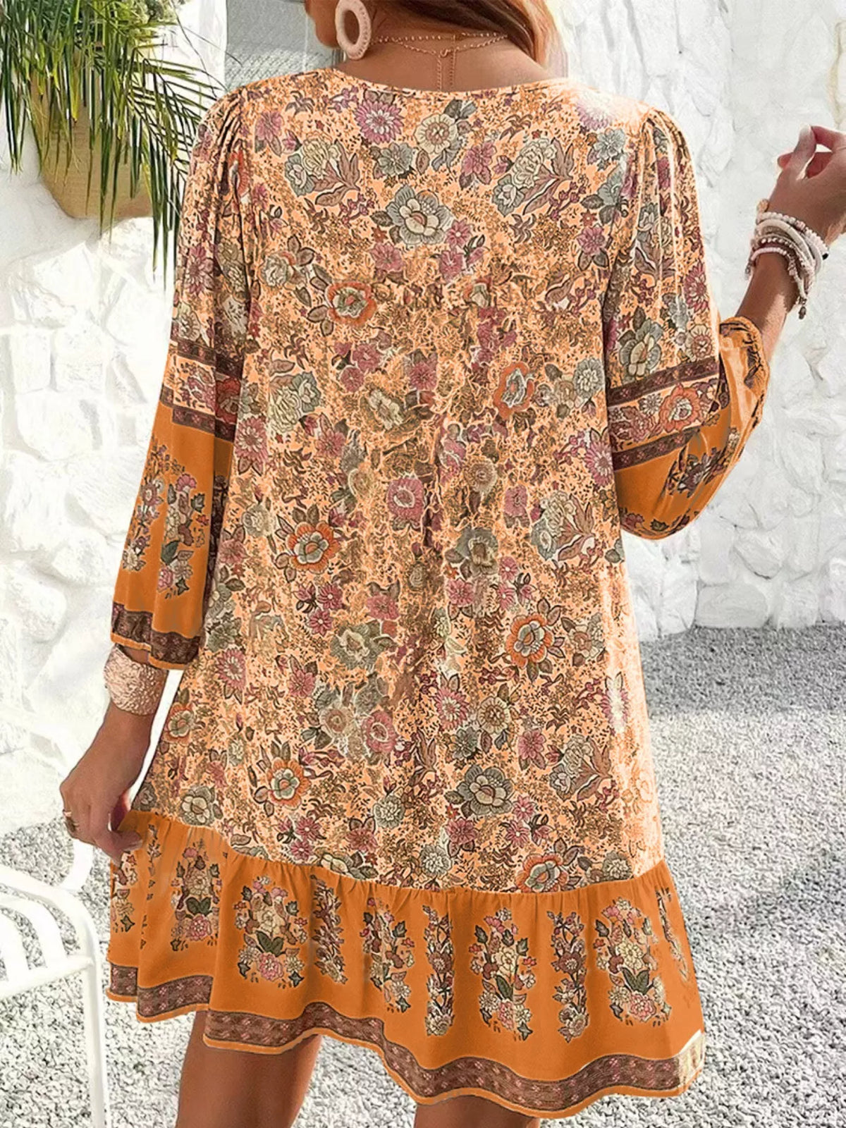 Floral Print Tassel Tie Neck Mini Dress (15)