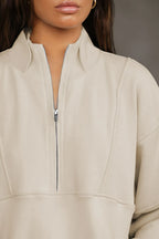 Half Zip Drop Shoulder Long Sleeve Sweatshirt (10)