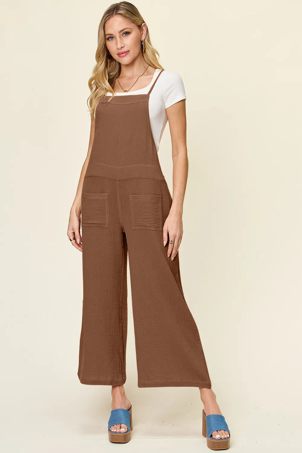 Full Size Texture Sleeveless Wide Leg Overall (4)