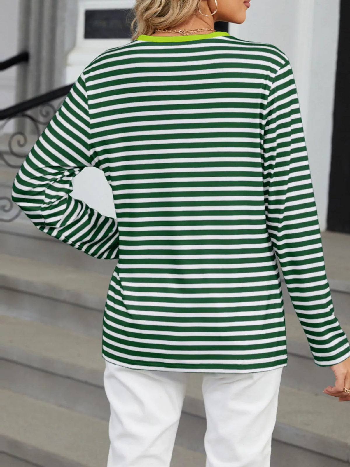 Striped Long Sleeve Henley T-shirt (15)
