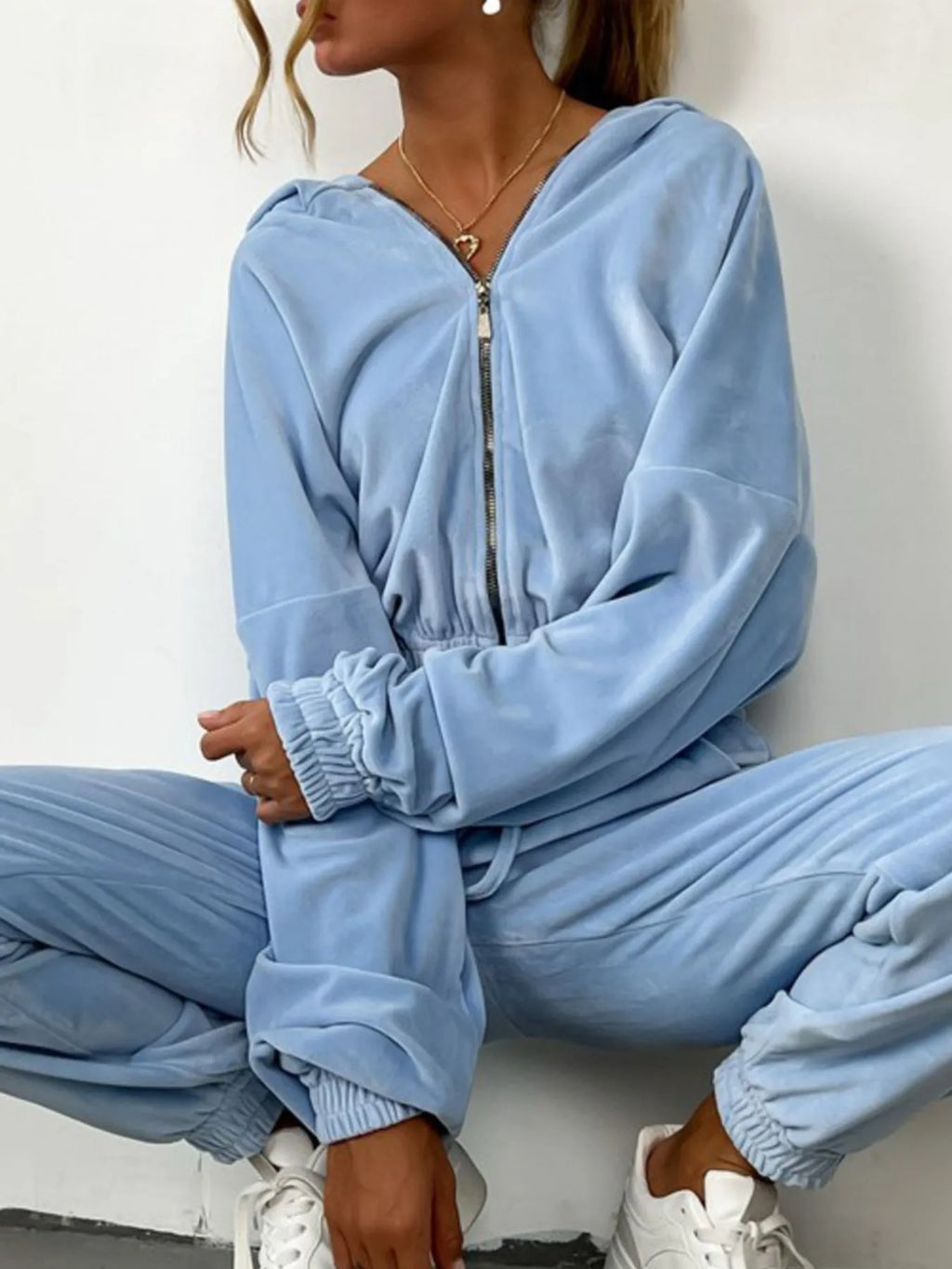 Zip Up Long Sleeve Top Pants Set (2)