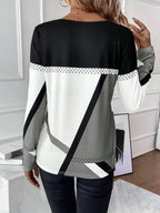 Contrast Round Neck Long Sleeve T-shirt (2)