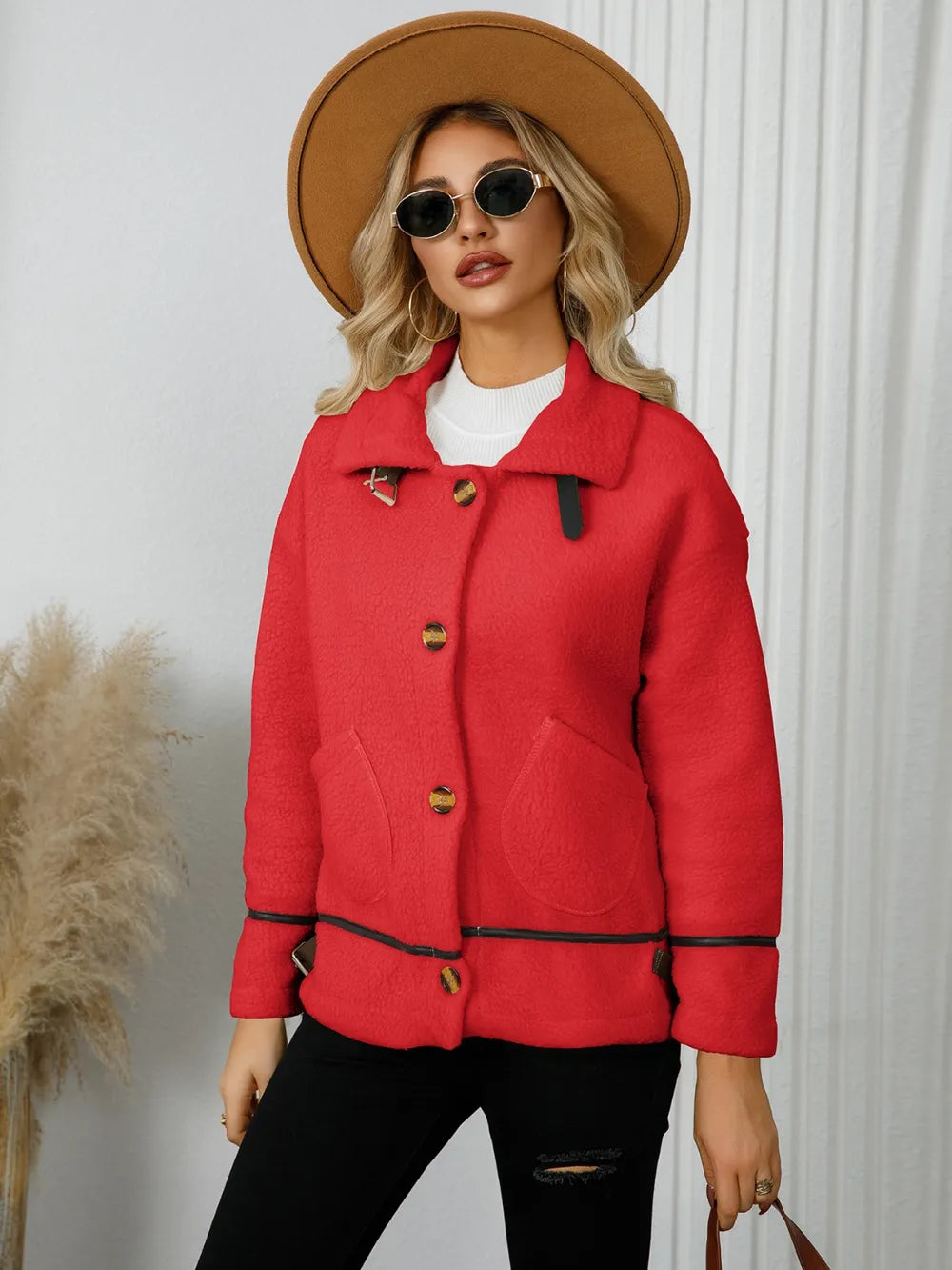Pocketed Button Down Collared Neck Jacket (11)