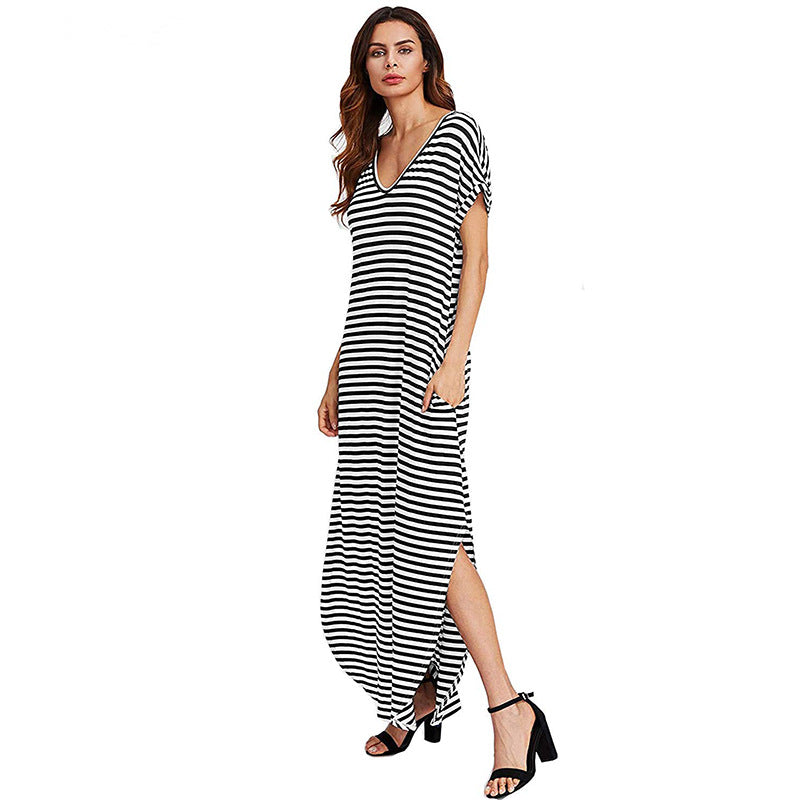Striped V-neck Dress photo 3