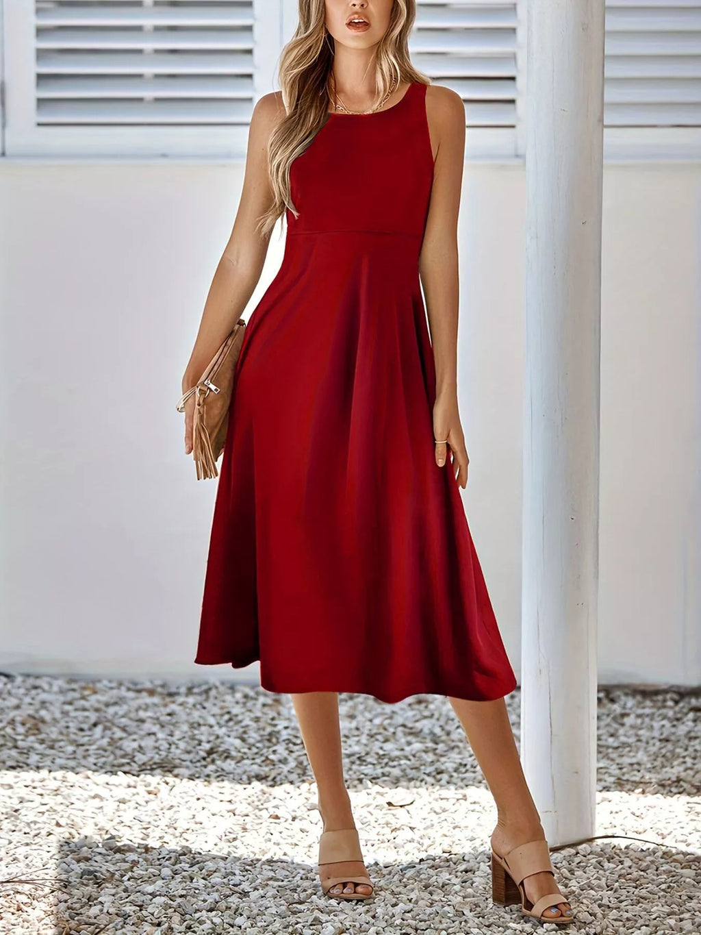 Sleeveless A-line Midi Dress (9)