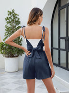Smocked Tie Back Spaghetti Strap Romper (13)