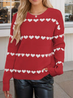 Heart Round Neck Long Sleeve Sweater (15)