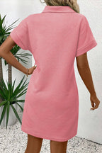 Button Front Short Sleeve Mini Dress (18)