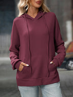 Textured Drawstring Long Sleeve Hoodie (12)