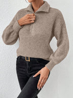Half Zip Dropped Shoulder Sweater (20)
