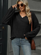 V-neck Long Sleeve T-shirt (14)
